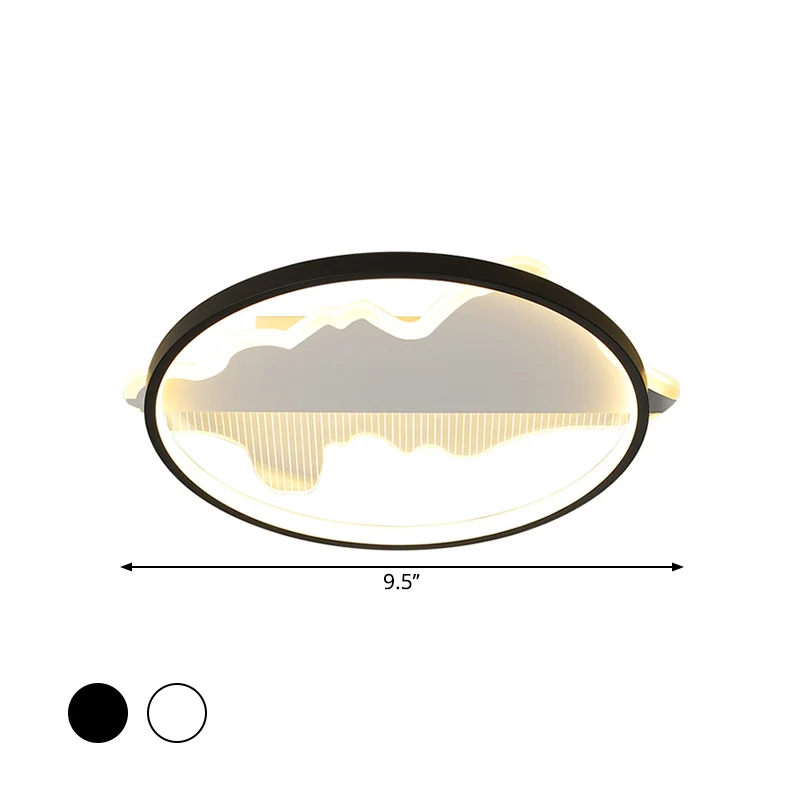Black/White Round Flush Ceiling Light Contemporary LED Metaal Flush Mount Lamp Warm/White Light, 9.5"/16.5"/20.5" Width vo...