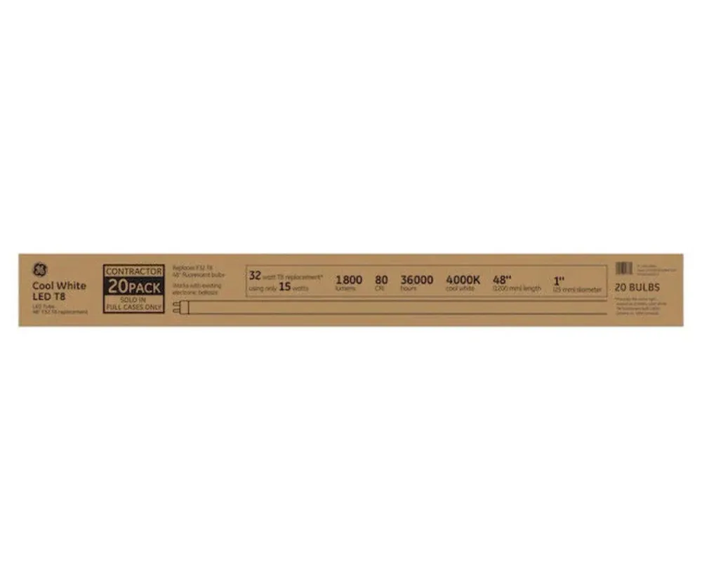 GE LED Linear 32-Watt EQ 48- Cool Parelmoer Medium Bi-pin (t8) Linear Type LED Tube Light Bulb (20-Pack)