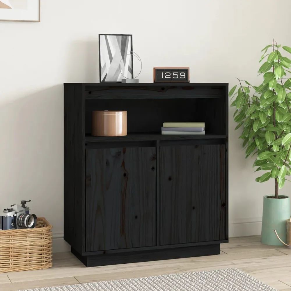 OEM Origineel Dressoir 70x34x80 cm massief grenenhout zwart