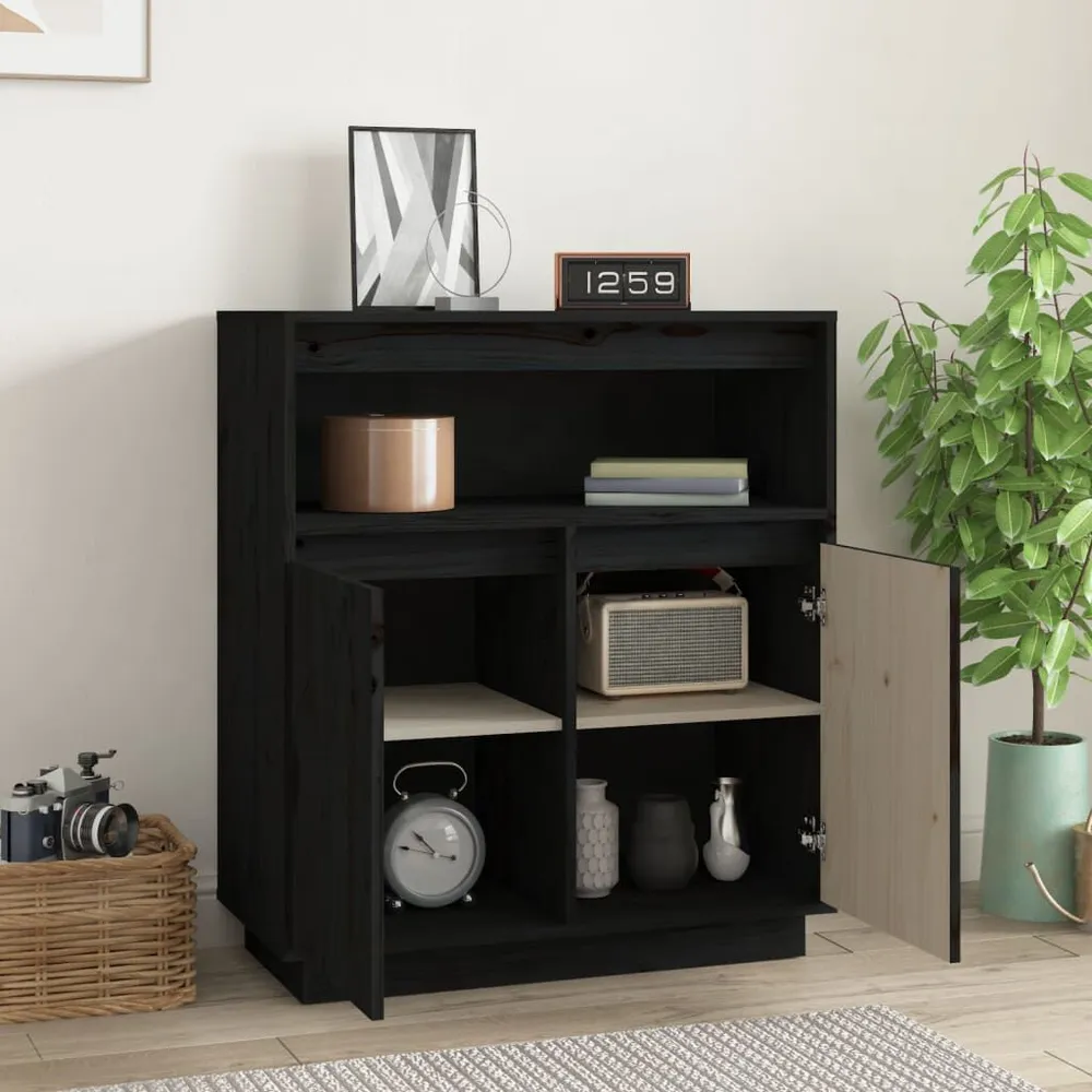 OEM Origineel Dressoir 70x34x80 cm massief grenenhout zwart