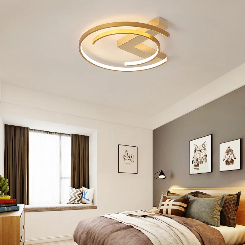 C-vormige inbouwverlichting Eenvoudige stijl Metaal Goud LED Compact bij plafondlamp voor slaapkamer, 16"/19,5" W