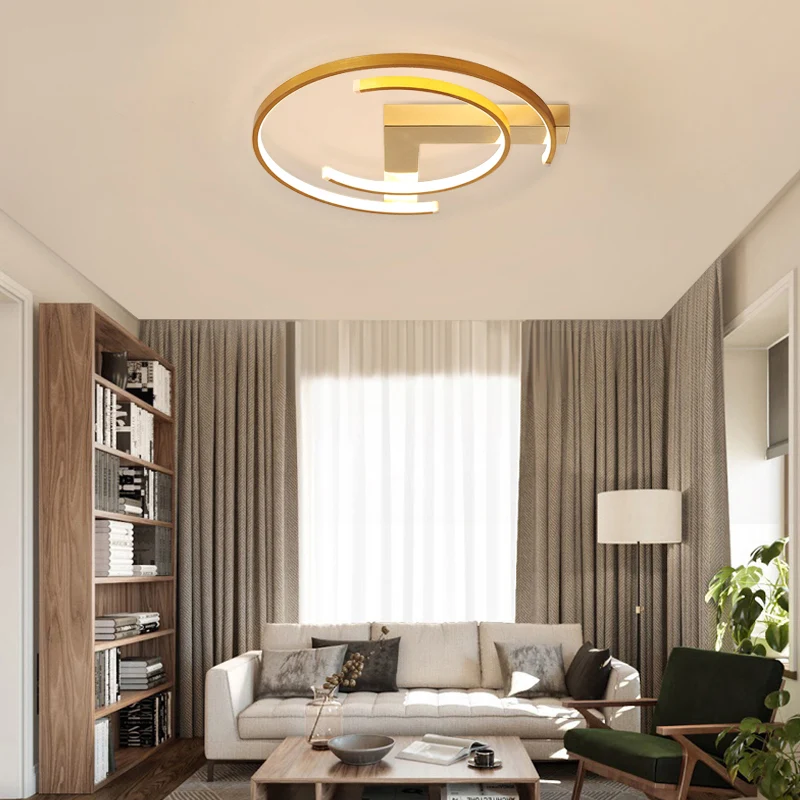 C-vormige inbouwverlichting Eenvoudige stijl Metaal Goud LED Compact bij plafondlamp voor slaapkamer, 16"/19,5" W