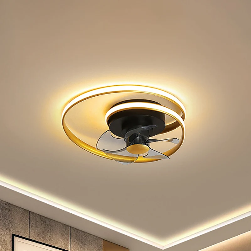 Eenvoudige spiraalvormige cirkelventilatorverlichting acryl 18" W LED slaapkamer semi-inbouw lichtarmatuur zwart en wit/zw...