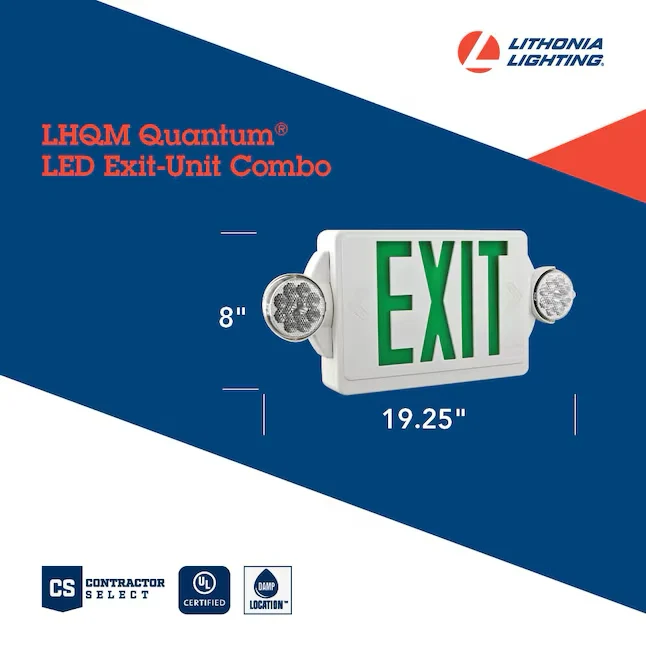 Lithonia Lighting LHQM 5-Watt 120/277-Volt LED White Hardwired Exit Light Rood Lights