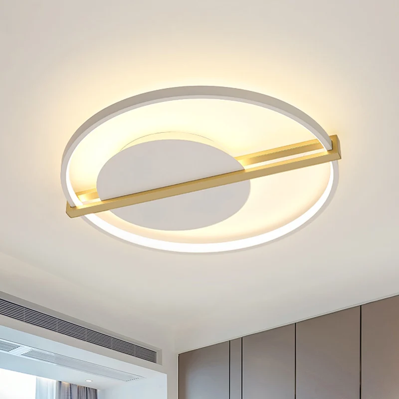 Minimalistische LED-inbouwverlichting Acryl zwart/wit rond fijn plafondlicht met gouden hoepelbeschermer voor Binnen en Bu...