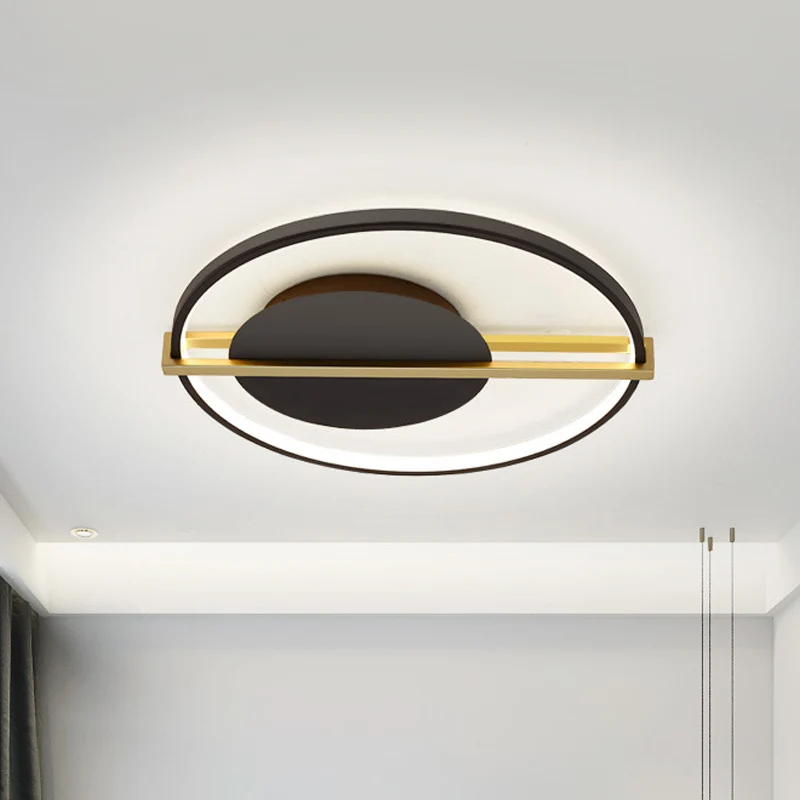 Minimalistische LED-inbouwverlichting Acryl zwart/wit rond fijn plafondlicht met gouden hoepelbeschermer voor Binnen en Bu...