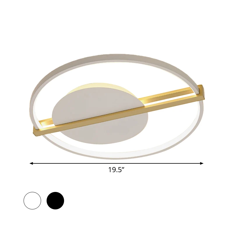 Minimalistische LED-inbouwverlichting Acryl zwart/wit rond fijn plafondlicht met gouden hoepelbeschermer voor Binnen en Bu...