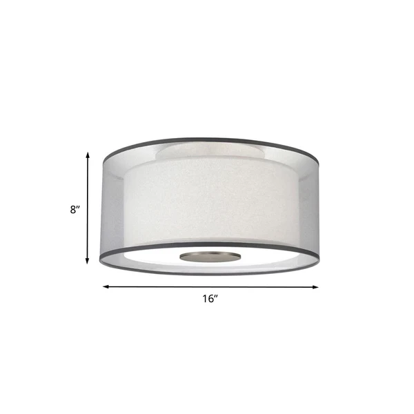 4-lichts Drum Inbouwlamp Klassieke witte stoffen plafondlamp, 16"/19,5"/23,5" uitgebreid | Snel Leverbaar
