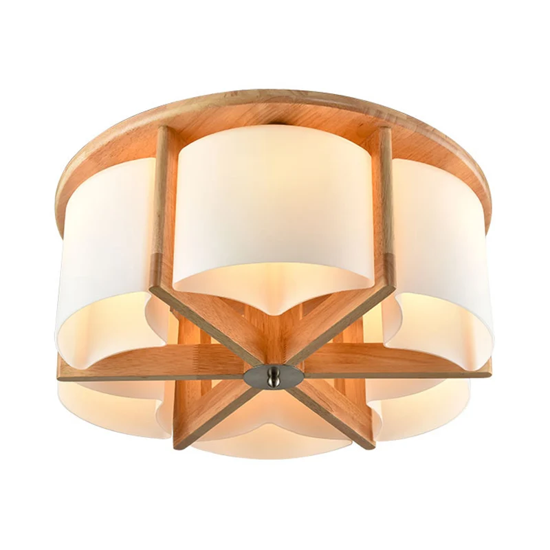 4/6 lampen slaapkamer inbouw met cilinder houten kap modernistische bruine verzonken plafondlamp | Snel Leverbaar