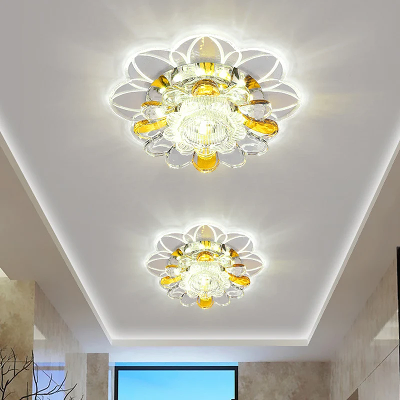 LED-inbouwplafondlamp Minimalistische veranda-inbouw met bloemblaadje Heldere kristallen kap warm/wit/meerkleurig zwak