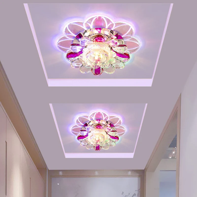 LED-inbouwplafondlamp Minimalistische veranda-inbouw met bloemblaadje Heldere kristallen kap warm/wit/meerkleurig zacht