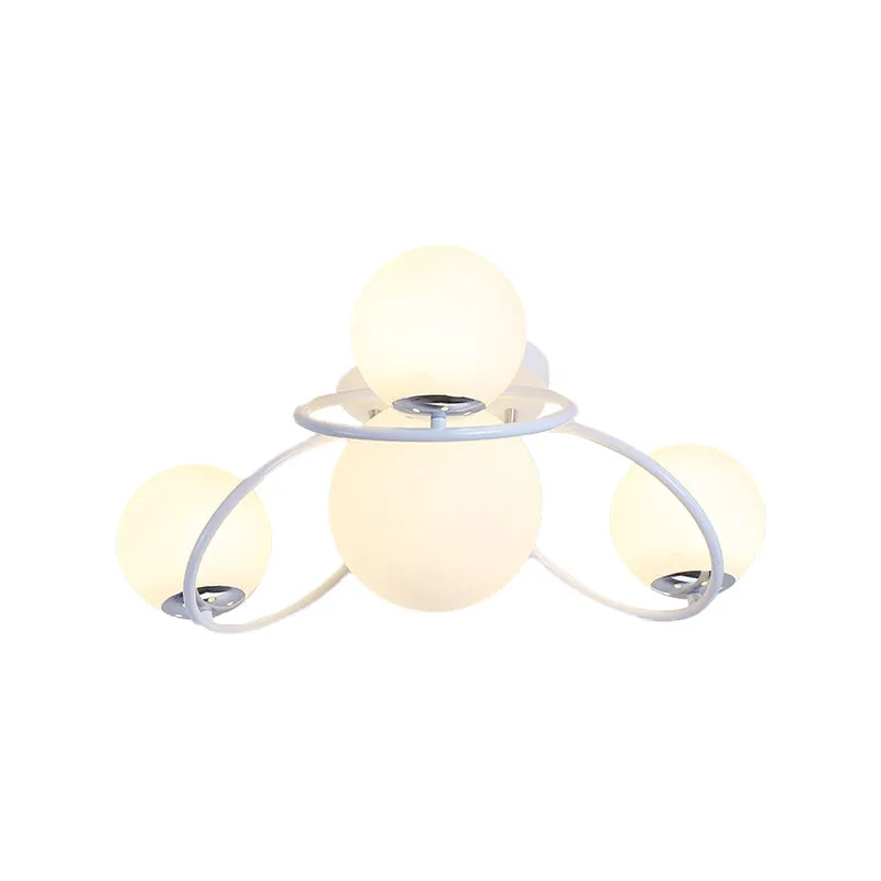 Slaapkamerinbouwverlichting met 4 lampen Modernisme Wit/zwart plafondinbouw met ronde melkglazen kap | Snel Leverbaar