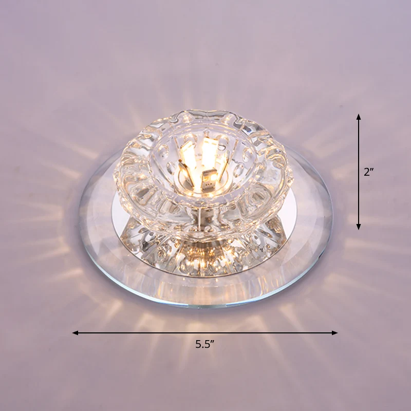 Floral Flush Ceiling Light Contemporary Crystal Entryway LED Flush Mount Lighting Fixture voor Binnen en Buiten Clear