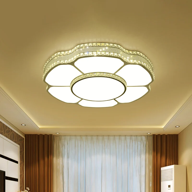 Floral Parlor Flush Mount Modern Beveled Crystal Blocks LED Ivoor Ceiling Lighting White/Warm Light, 8.5"/19.5" Width White