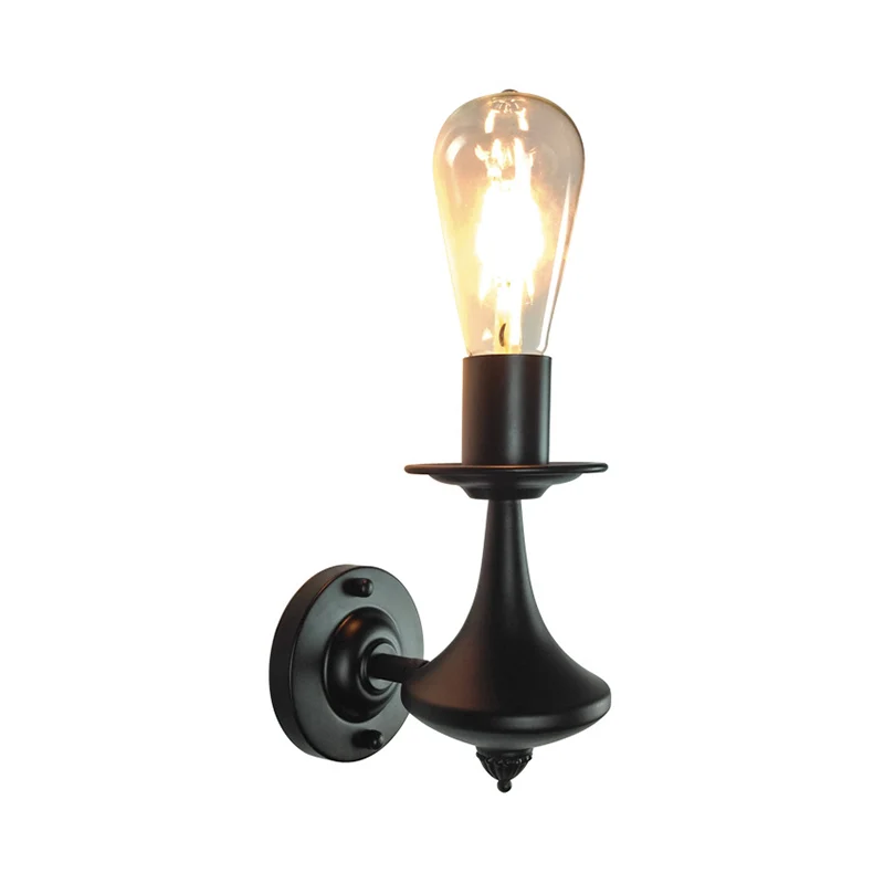 Metallic zwarte wandkandelaar zwak blootgestelde lamp 1/2-licht industriële vintage wandmontage licht voor woonkamer