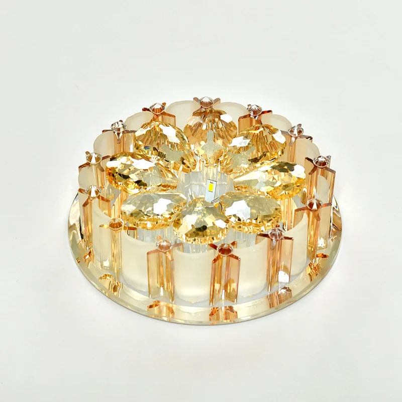 Professionele Kwaliteit Bloeminbouwlamp Moderne stijl Kristallen entree LED-plafondlamp amber