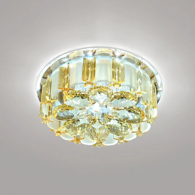 Professionele Kwaliteit Bloeminbouwlamp Moderne stijl Kristallen entree LED-plafondlamp amber