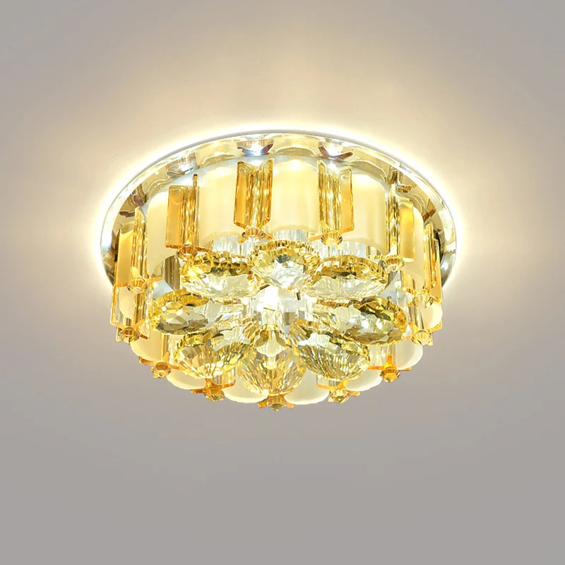 Professionele Kwaliteit Bloeminbouwlamp Moderne stijl Kristallen entree LED-plafondlamp amber