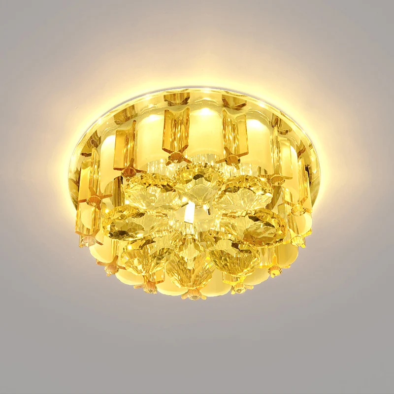 Professionele Kwaliteit Bloeminbouwlamp Moderne stijl Kristallen entree LED-plafondlamp amber
