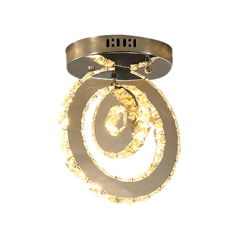 Roestvrijstalen LED semi-inbouw hedendaagse heldere kristallen blokken ronde/driehoek/dubbele ring plafondlamp voor Binnen...
