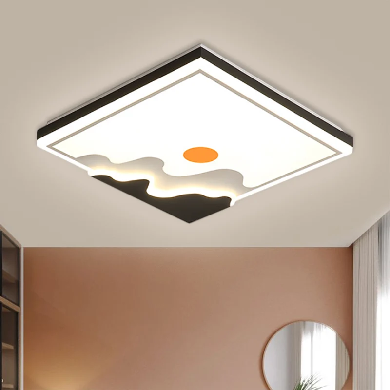 White LED Square Ceiling Flush Contemporary Van metaal Flush Mount Lighting Fixture Sun Design, 16"/19.5" W voor Binnen en...