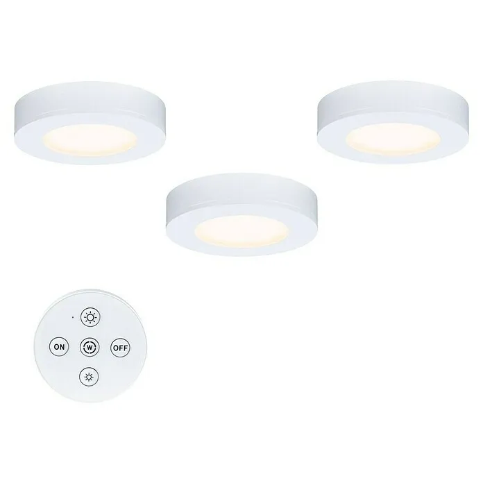 Paulmann Led-onderbouwverlichtingset - Gastvrij wit, 3 st., Ø x h: 70 x 15 mm, Wit