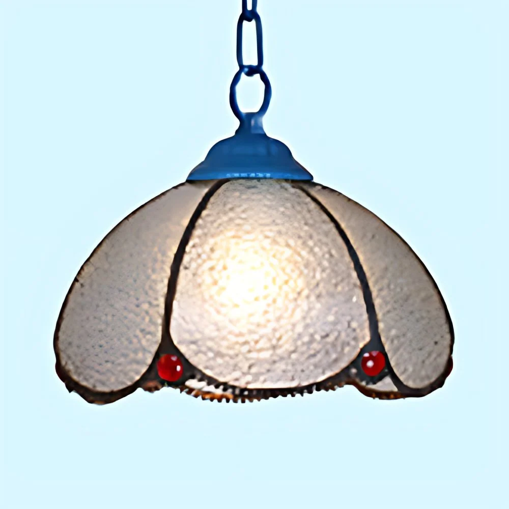 Premium Kwaliteit 1 lamp woonkamer plafondlamp Tiffany zwart/blauw hanglampset met halve bol doorzichtige handgemaakte gla...
