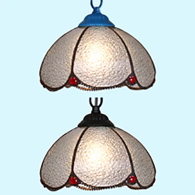 Premium Kwaliteit 1 lamp woonkamer plafondlamp Tiffany zwart/blauw hanglampset met halve bol doorzichtige handgemaakte gla...