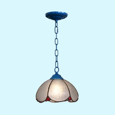 Premium Kwaliteit 1 lamp woonkamer plafondlamp Tiffany zwart/blauw hanglampset met halve bol doorzichtige handgemaakte gla...
