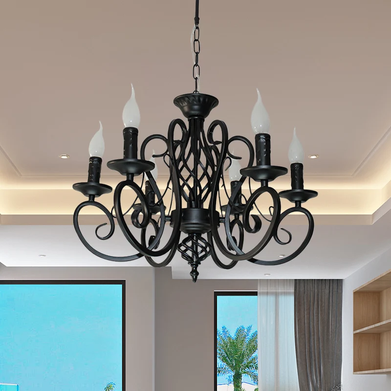 Premium Kwaliteit Plafondkroonluchter met 6/8 lampjes, minimalistische kaarsstijl, metalen hanglampset met gedraaide arm,...