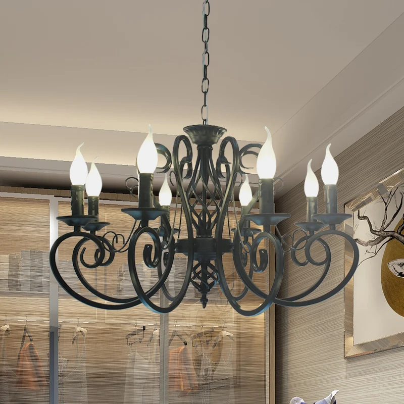Premium Kwaliteit Plafondkroonluchter met 6/8 lampjes, minimalistische kaarsstijl, metalen hanglampset met gedraaide arm,...