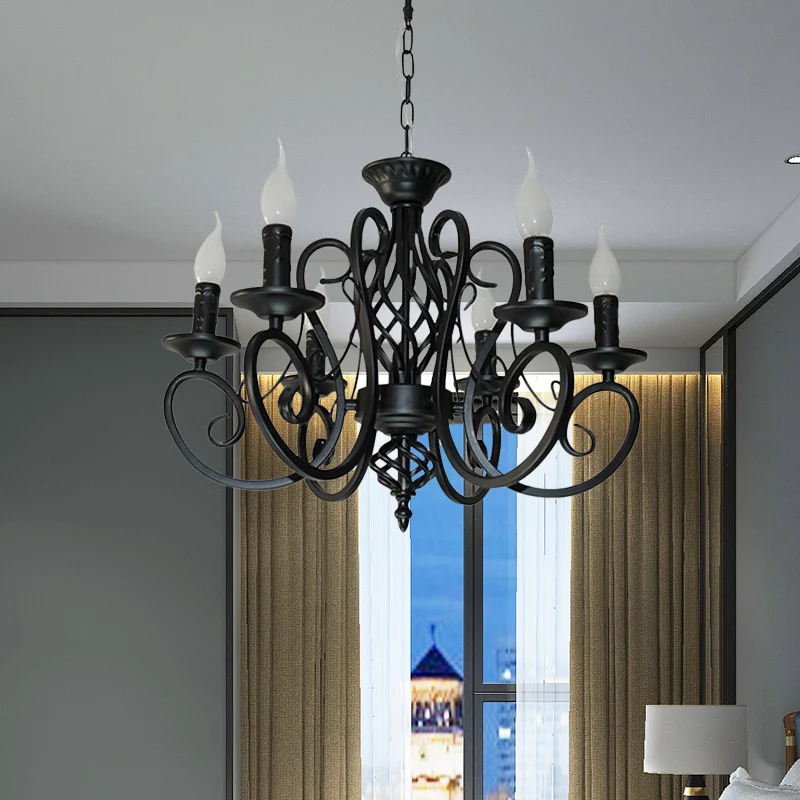 Premium Kwaliteit Plafondkroonluchter met 6/8 lampjes, minimalistische kaarsstijl, metalen hanglampset met gedraaide arm,...