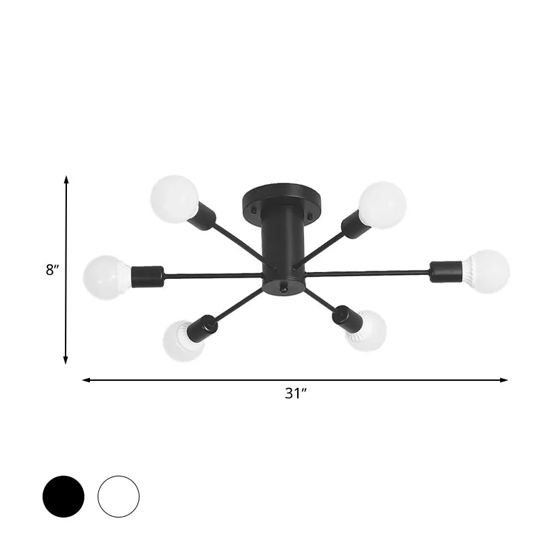 6/8 koppen blote lamp semi-inbouwlamp antiekstijl stijl zwart/wit metalen plafondlamp voor keuken voor Binnen en Buiten
