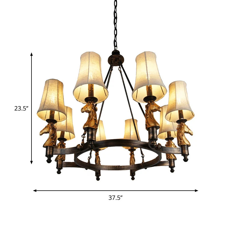 Professionele Kwaliteit 6/8 lichts hanglamp landelijk taps toelopende stoffen kroonluchter verlichtingsarmatuur wit voor e...