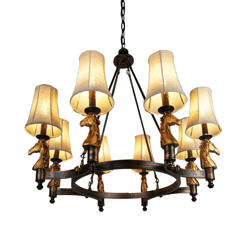Professionele Kwaliteit 6/8 lichts hanglamp landelijk taps toelopende stoffen kroonluchter verlichtingsarmatuur wit voor e...