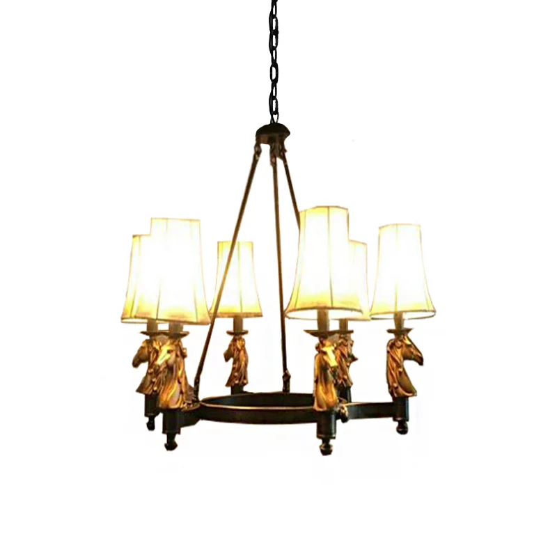 Professionele Kwaliteit 6/8 lichts hanglamp landelijk taps toelopende stoffen kroonluchter verlichtingsarmatuur wit voor e...