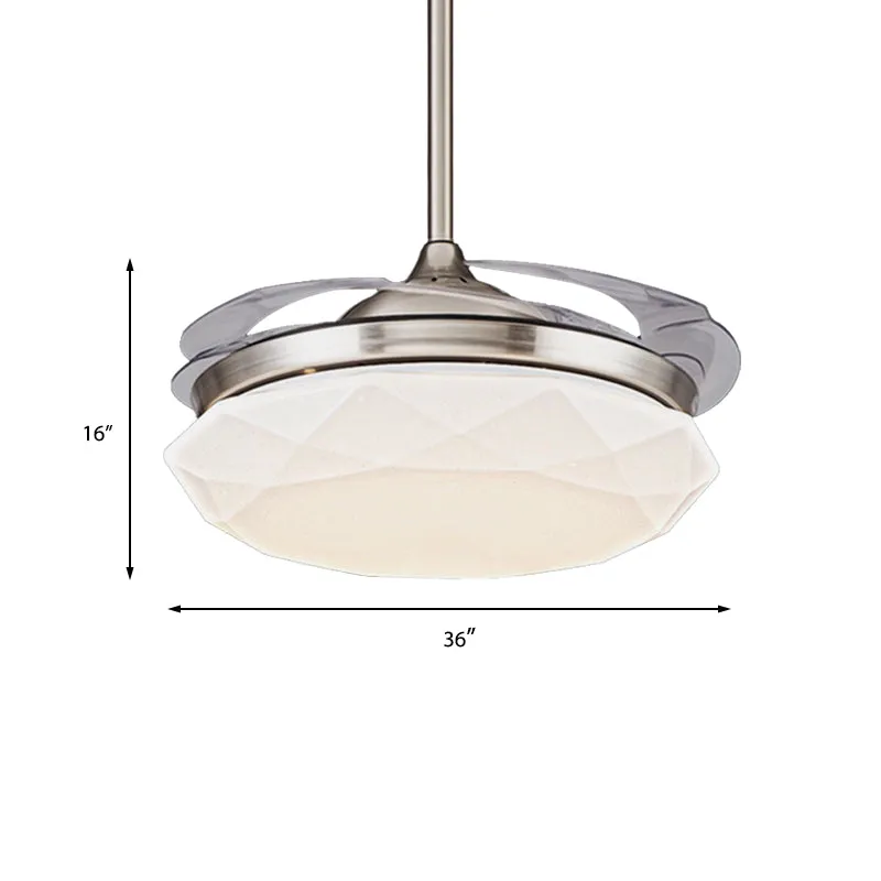 4 bladen witte geometrische hangende ventilator zacht moderne acryl woonkamer LED semi-inbouw lichtarmatuur met afstandsbe...