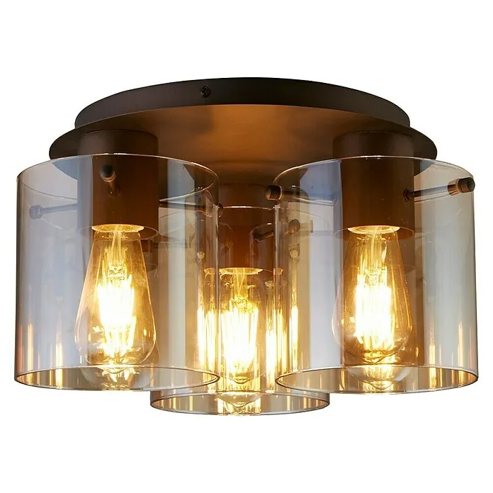 IP65 Waterdicht Searchlight Plafondlamp Sweden - l x b x h: 39 x 39 x 21 cm, Mokka, Amber, E27