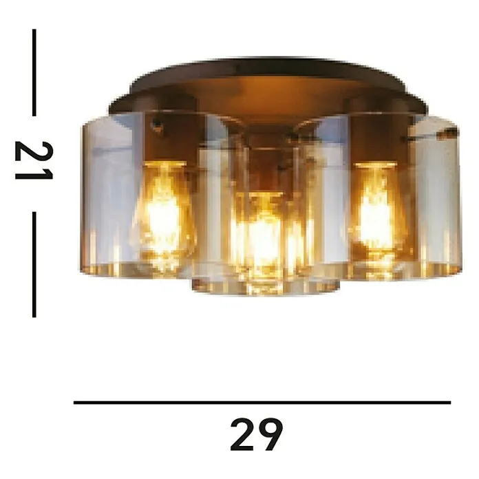 IP65 Waterdicht Searchlight Plafondlamp Sweden - l x b x h: 39 x 39 x 21 cm, Mokka, Amber, E27