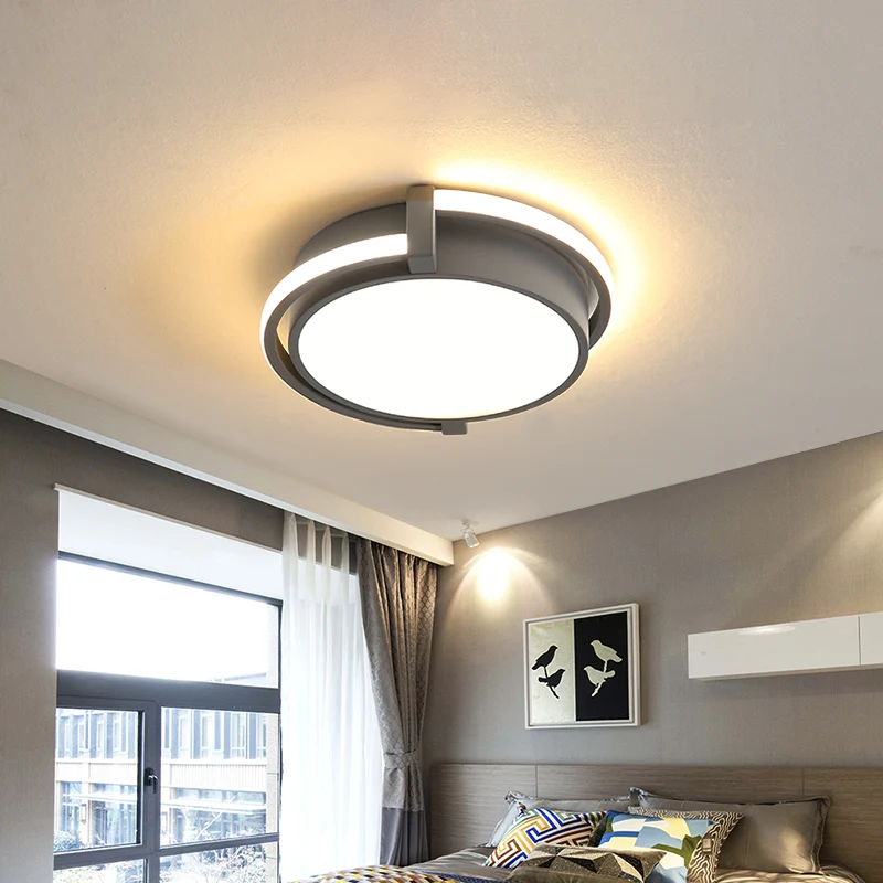 12"/16"/19.5" W Dorm Room LED Flushmount Eenvoudig Grey/White Flush Mount Ceiling Light Round Acrylic Shade inclusief batt...