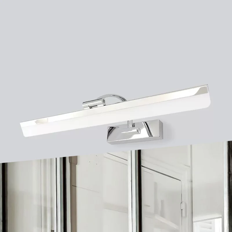 Acryl rechthoekige wandverlichting Eenvoudig stijlvol Geïntegreerd LED-nikkelafwerking make-uplamp warm/wit zwak, 16,5"/20...