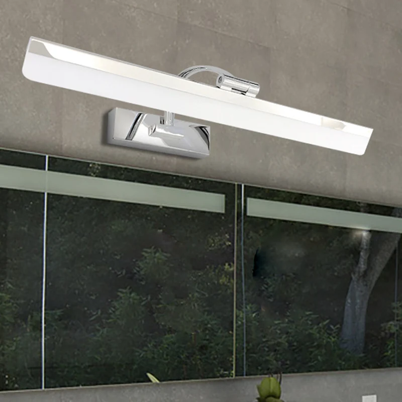 Acryl rechthoekige wandverlichting Eenvoudig stijlvol Geïntegreerd LED-nikkelafwerking make-uplamp warm/wit zwak, 16,5"/20...