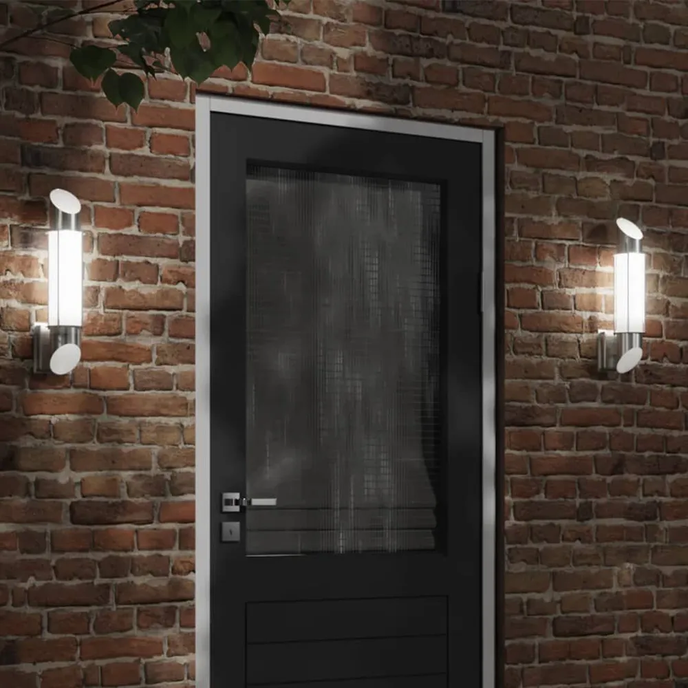 Buitenwandlamp roestvrij staal zilverkleurig inclusief batterijen