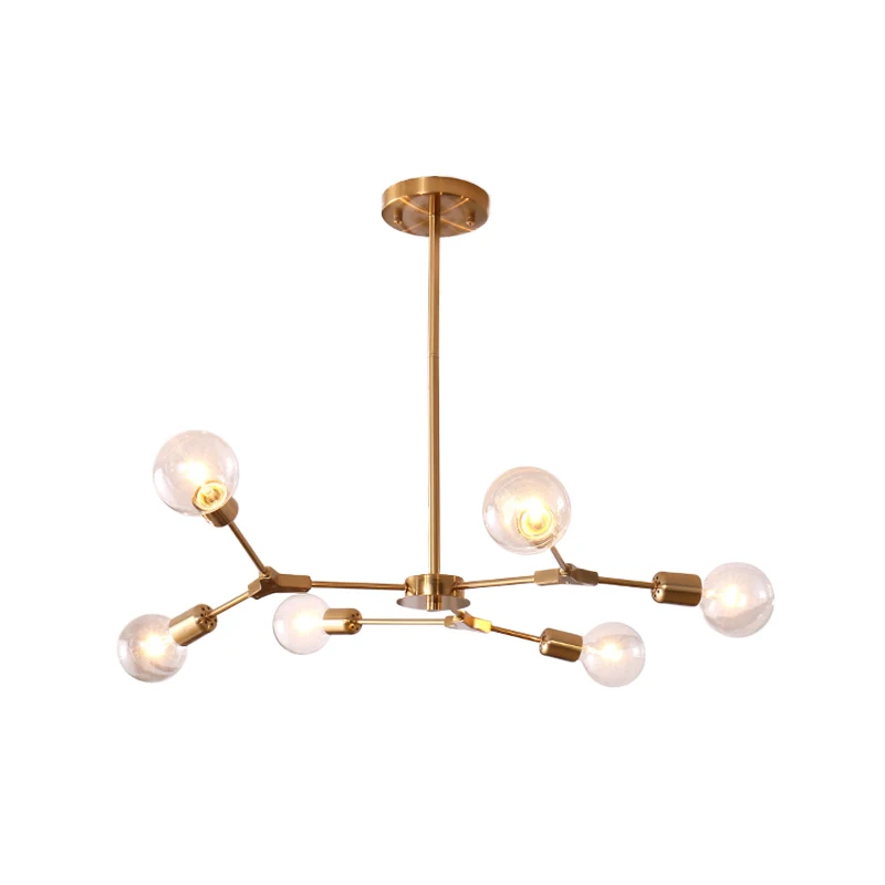 Postmoderne verstelbare hanglamp met tak, metallic 6/9 lichts, woonkamerkroonluchter zwart/goud inclusief batterijen