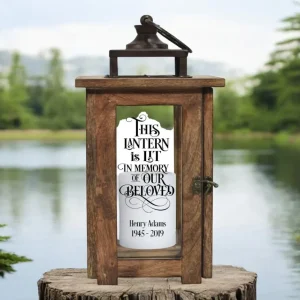 Solid Wood Outdoor Memorial Lantern Wax Candle
