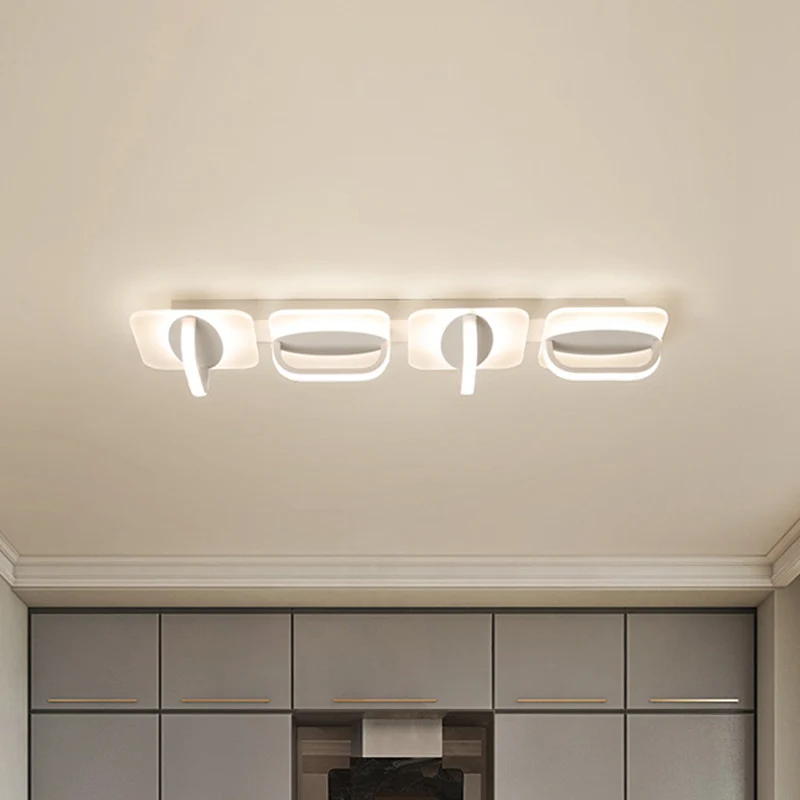 White Linear Ceiling Lighting Hedendaags Style LED Acrylic Flushmount Light Warm/White Light, 31.5"/39" W White