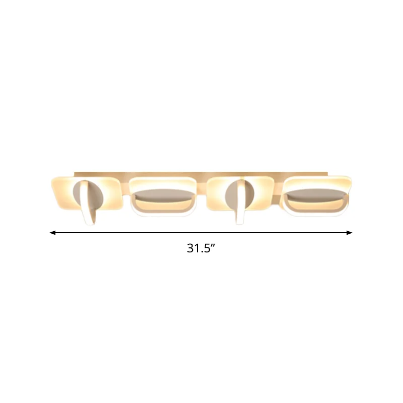 White Linear Ceiling Lighting Hedendaags Style LED Acrylic Flushmount Light Warm/White Light, 31.5"/39" W White