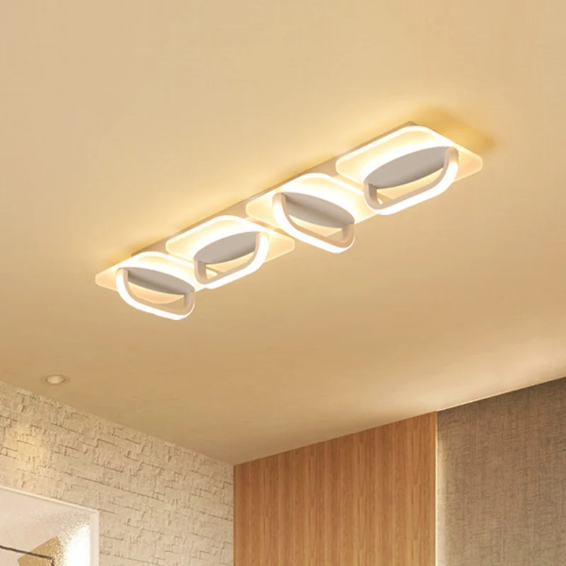 White Linear Ceiling Lighting Hedendaags Style LED Acrylic Flushmount Light Warm/White Light, 31.5"/39" W White