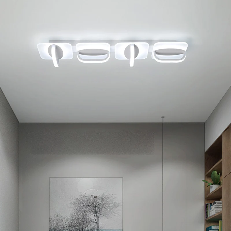 White Linear Ceiling Lighting Hedendaags Style LED Acrylic Flushmount Light Warm/White Light, 31.5"/39" W White