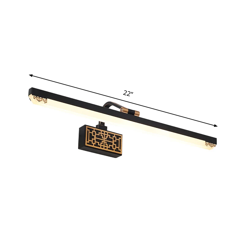 Zwarte LED-ijdelheidslamp Traditionele metalen lineaire make-upverlichting wit/warm/natuurlijk zwak, 16"/22"/28" L